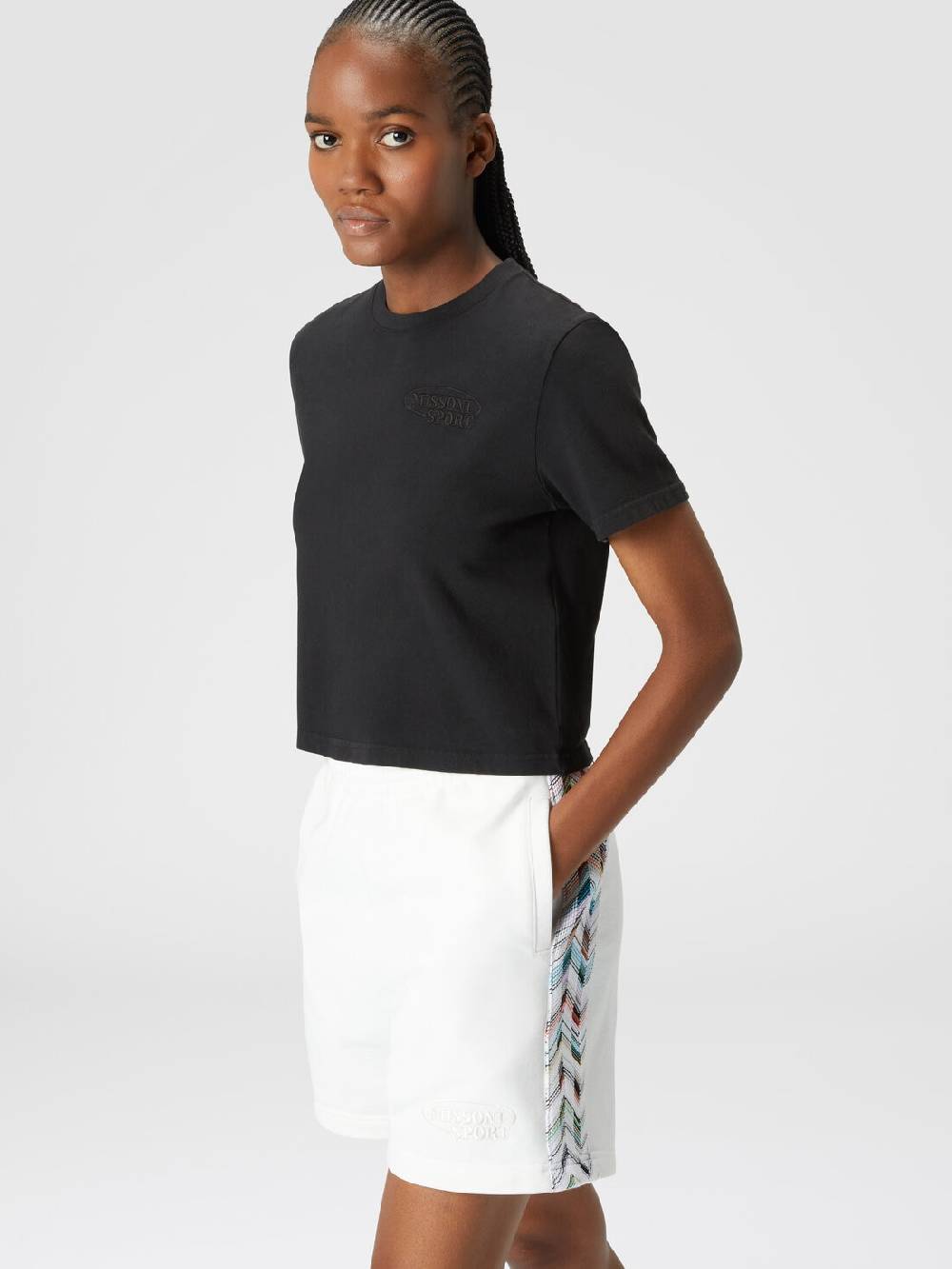 M Missoni Shorts in felpa di cotone con logo e bande laterali in maglia Qualità Garantita
