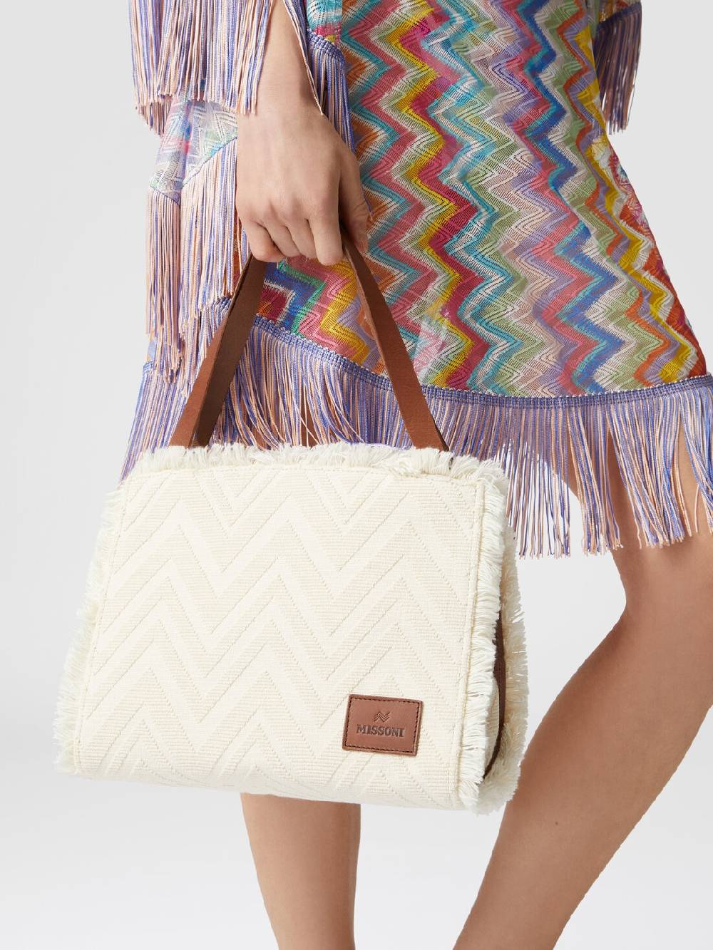 M Missoni Tote bag in misto cotone chevron Negozi Online