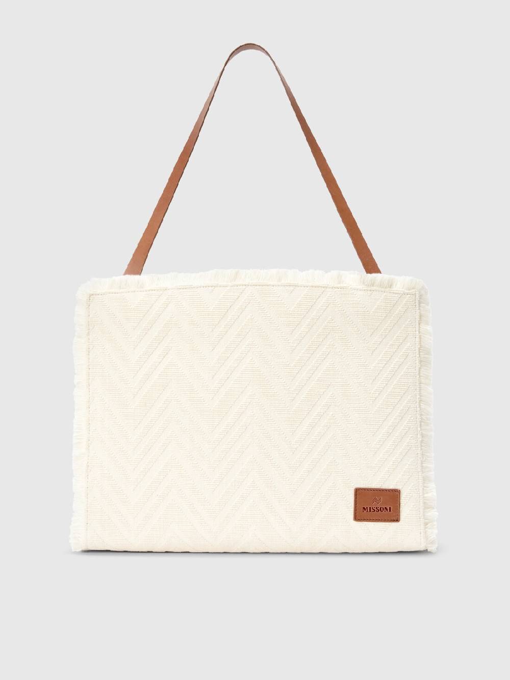 M Missoni Tote bag in misto cotone con motivo chevron Consegna Veloce