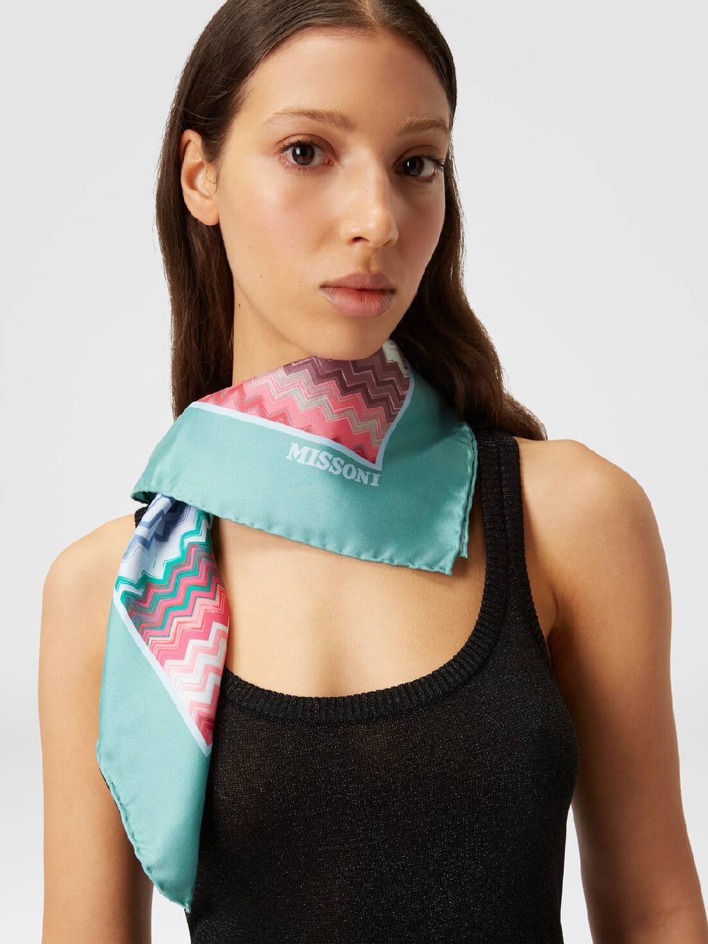 M Missoni Foulard in seta con motivo zig zag Nuova