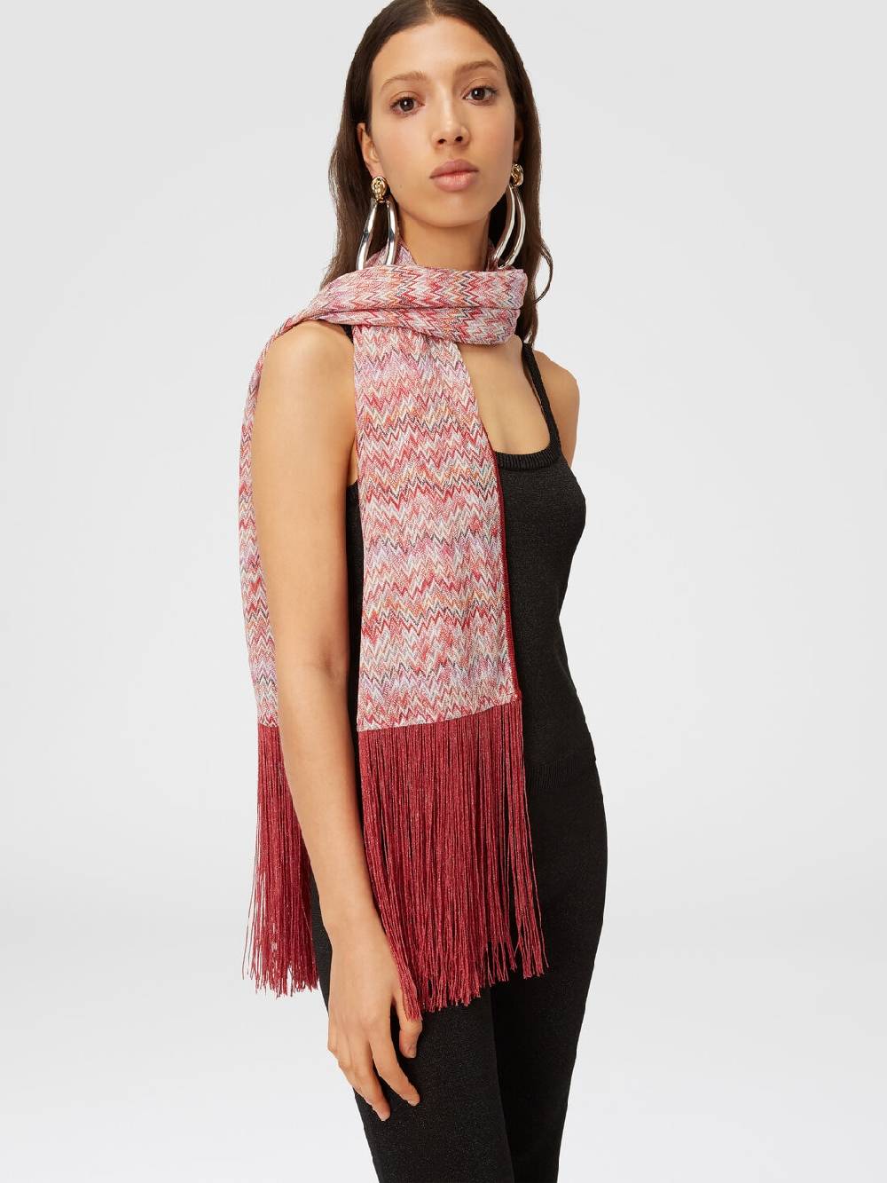 M Missoni Stola in viscosa lamé chevron con frange 2025