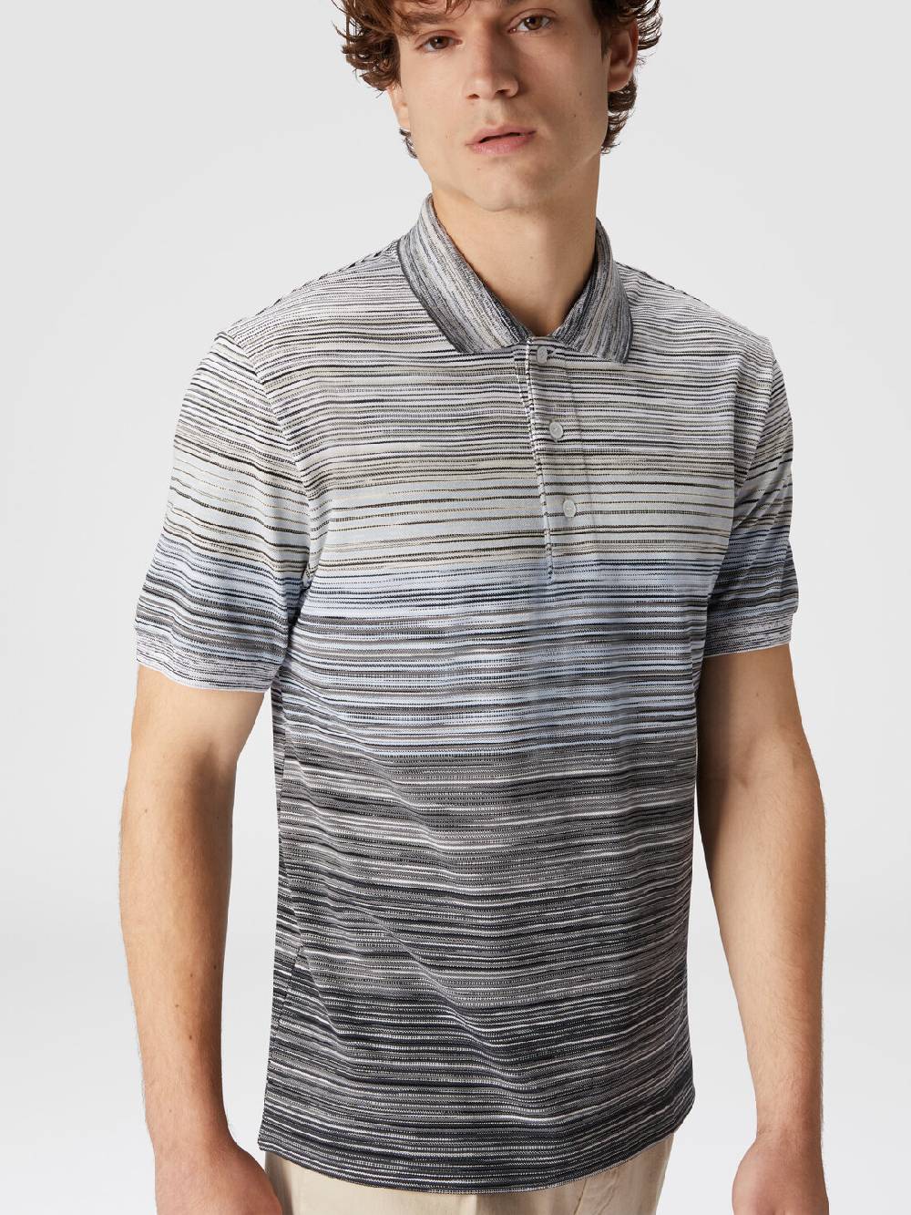 M Missoni Polo in piquet di cotone fiammato In Vendita