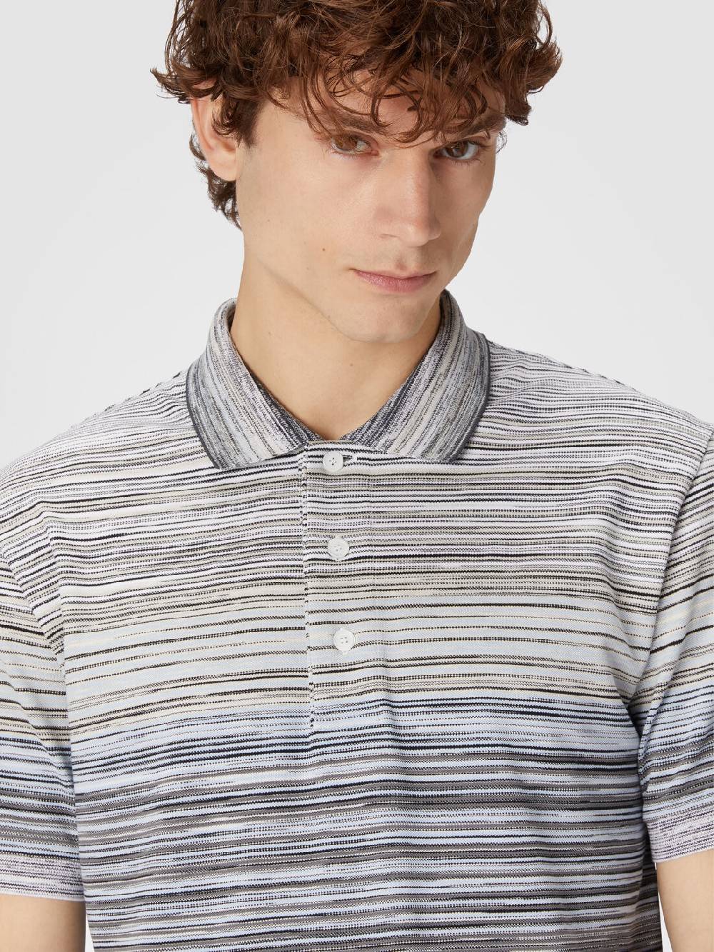 M Missoni Polo in piquet di cotone fiammato In Vendita