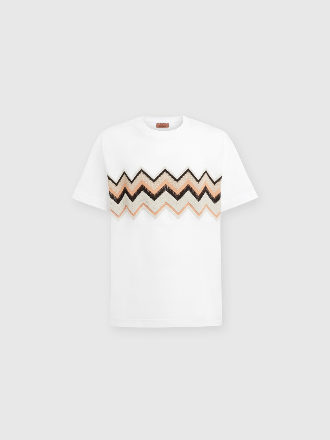 M Missoni T-shirt in jersey di cotone con ricamo zig zag Saldi