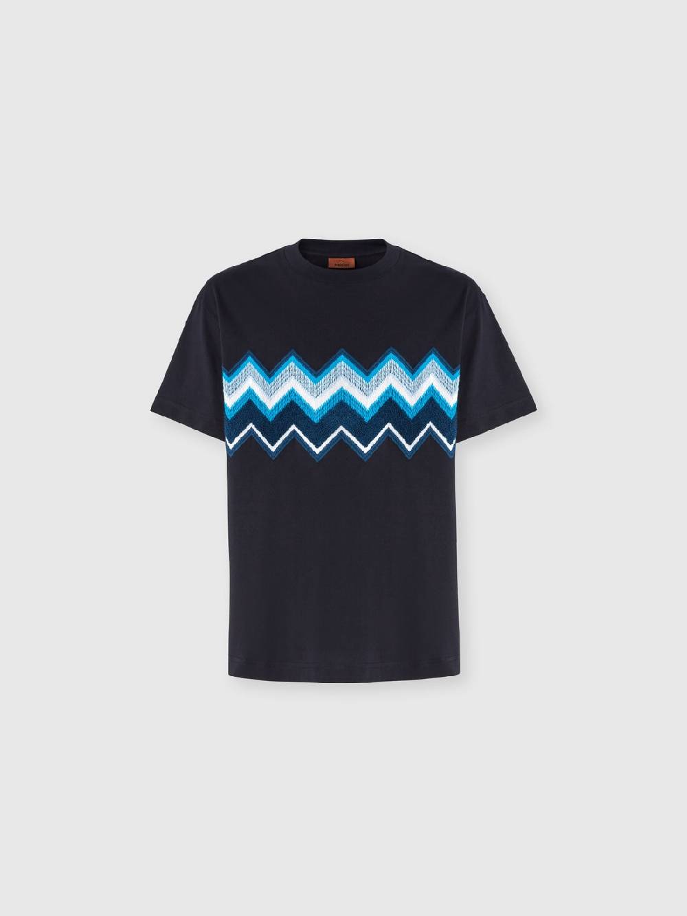 M Missoni T-shirt in jersey di cotone con ricamo zig zag Offerte