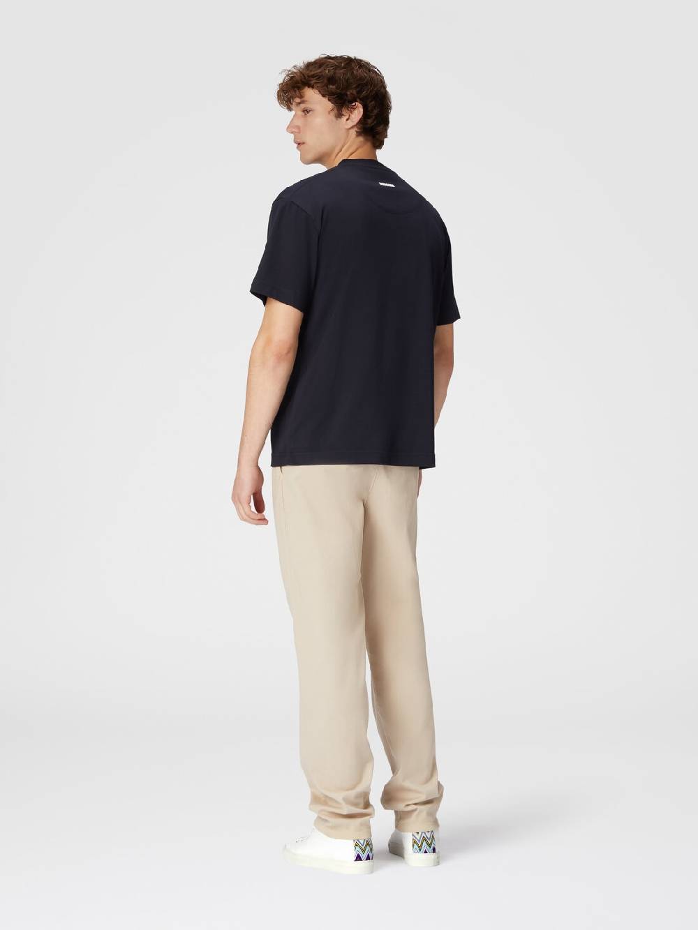 M Missoni T-shirt in jersey di cotone con ricamo zig zag Offerte