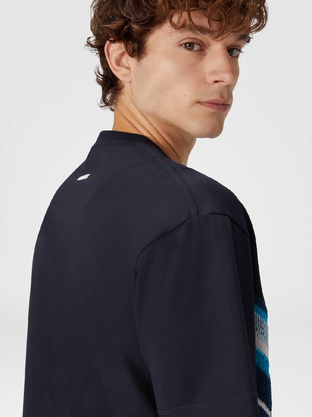 M Missoni T-shirt in jersey di cotone con ricamo zig zag Offerte
