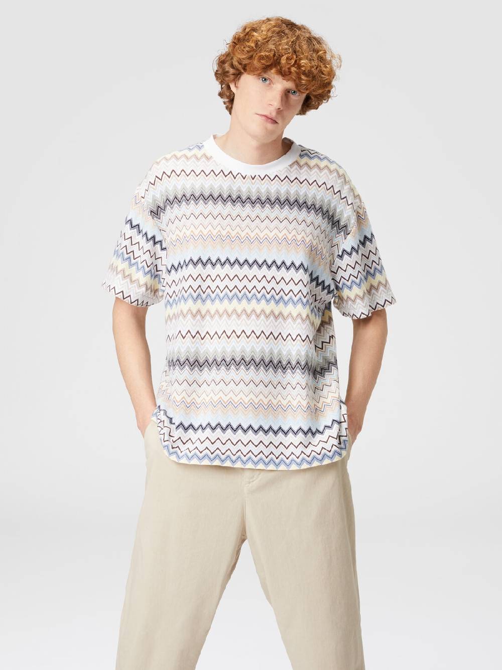 M Missoni T-shirt con motivo zig zag e logo posteriore Vendita Calda