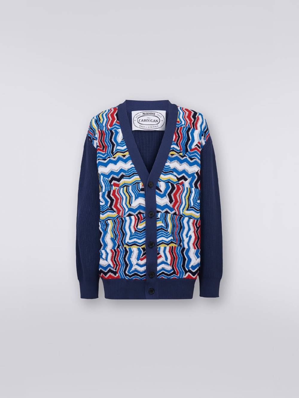 M Missoni Cardigan oversize in misto viscosa con inserti patchwork Saldi Di Fabbrica
