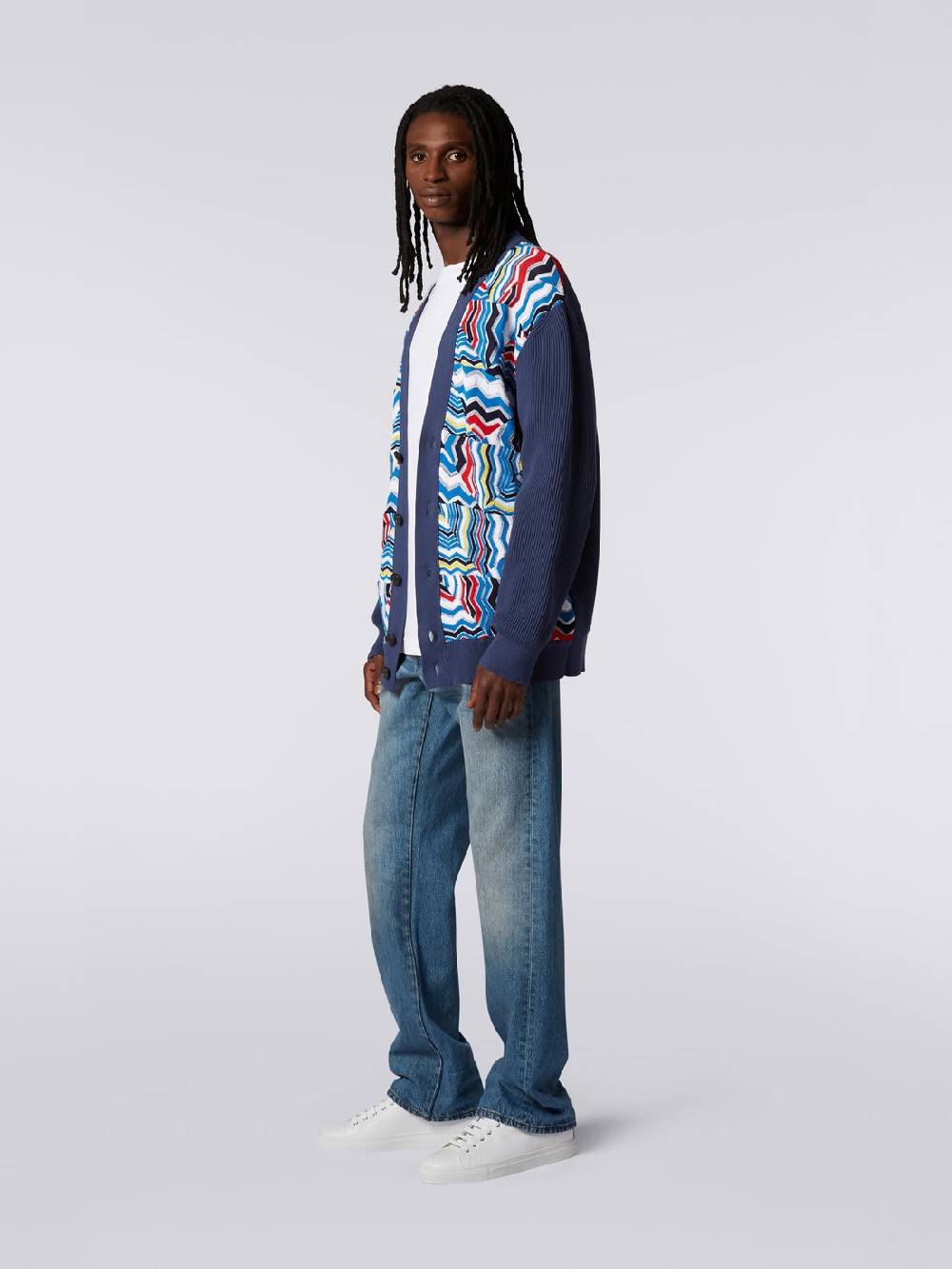 M Missoni Cardigan oversize in misto viscosa con inserti patchwork Saldi Di Fabbrica