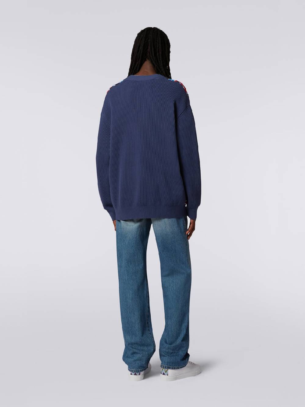 M Missoni Cardigan oversize in misto viscosa con inserti patchwork Saldi Di Fabbrica
