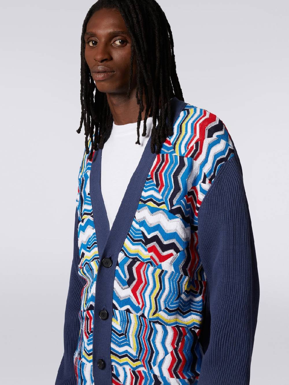 M Missoni Cardigan oversize in misto viscosa con inserti patchwork Saldi Di Fabbrica