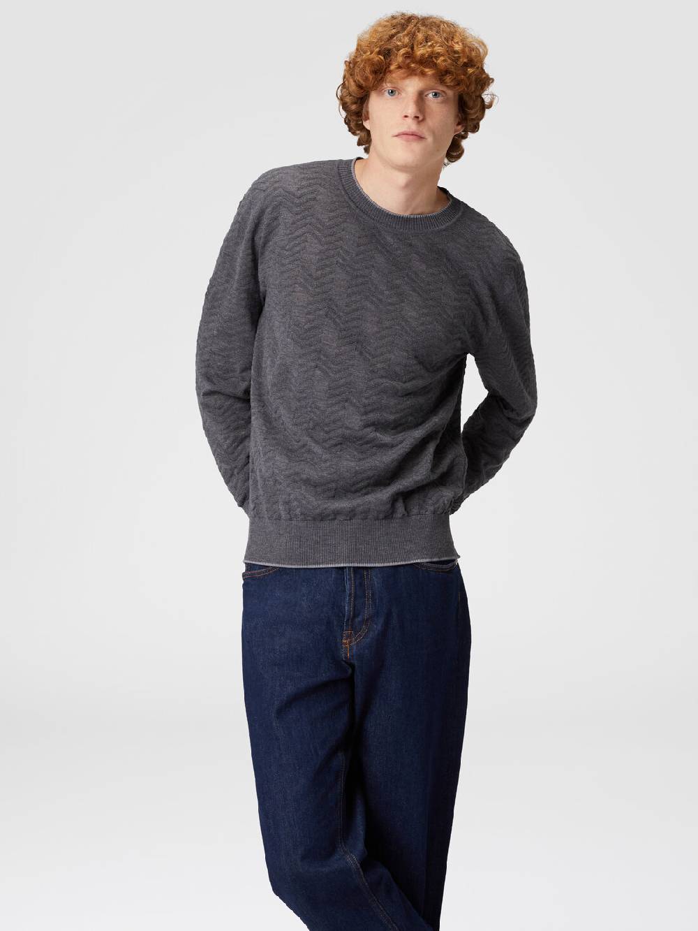 M Missoni Pullover girocollo in lana con chevron tono su tono Vendite Flash