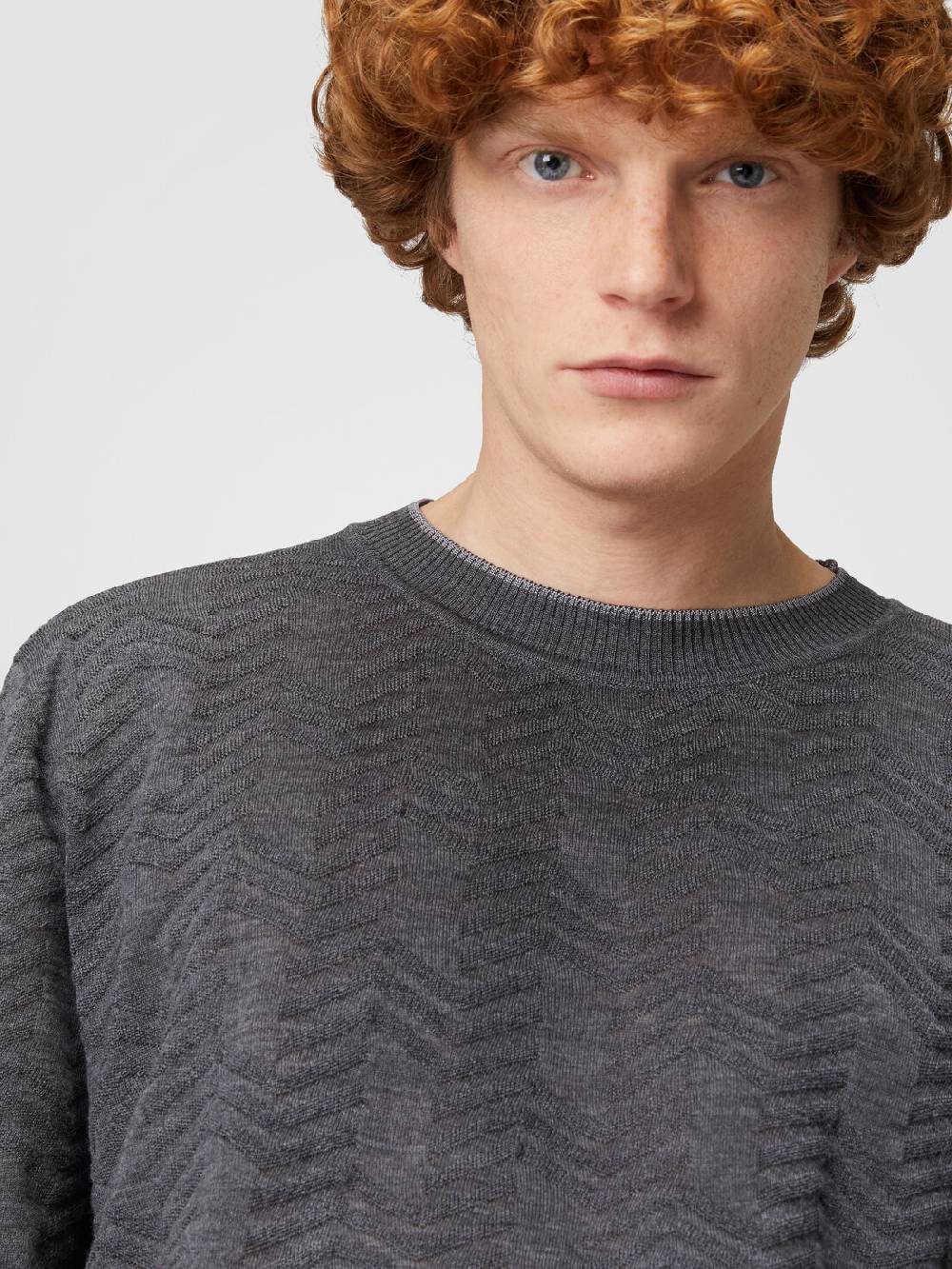 M Missoni Pullover girocollo in lana con chevron tono su tono Vendite Flash