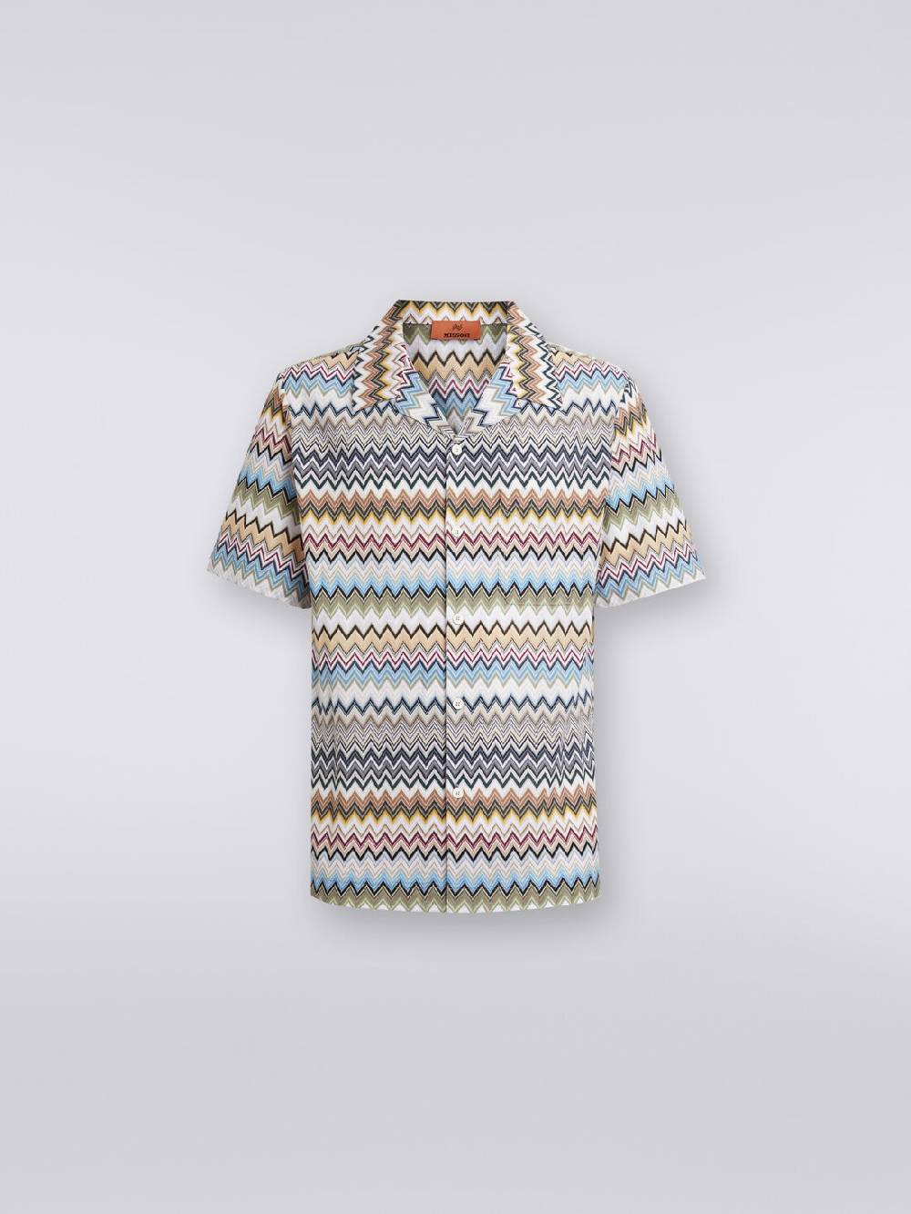 M Missoni Camicia a maniche corte modello bowling in cotone zig zag 2025