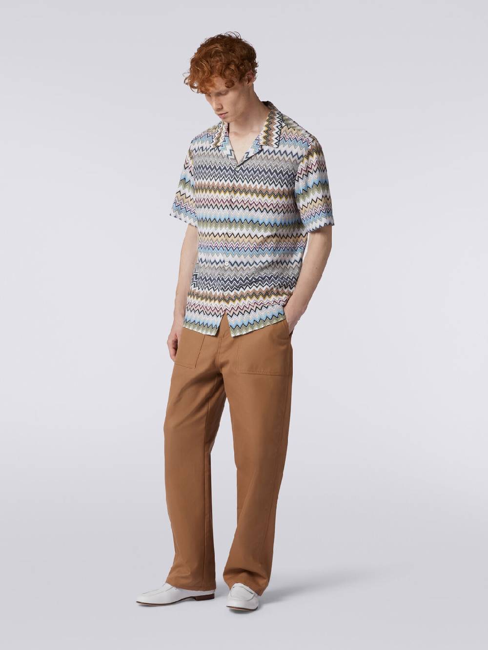 M Missoni Camicia a maniche corte modello bowling in cotone zig zag 2025