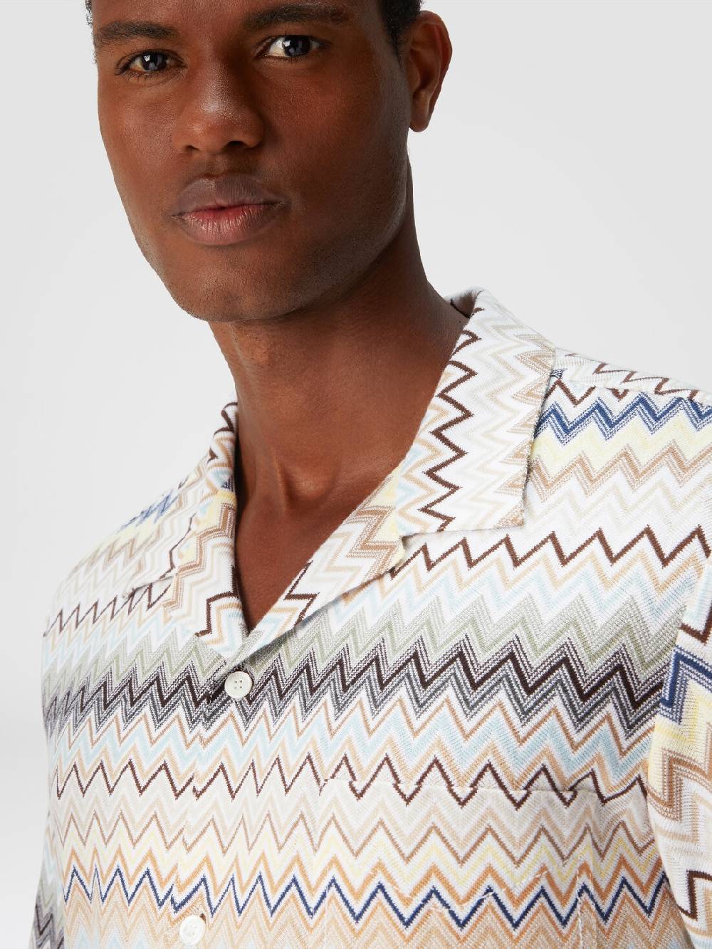M Missoni Camicia taglio bowling in cotone zig zag Italy