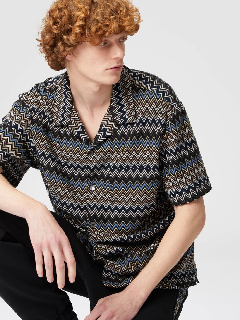M Missoni Camicia taglio bowling in cotone zig zag Italia