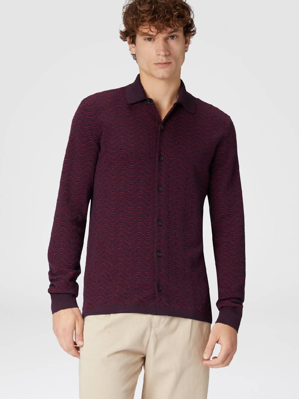 M Missoni Camicia in lana vergine e viscosa con motivo onda Qualità