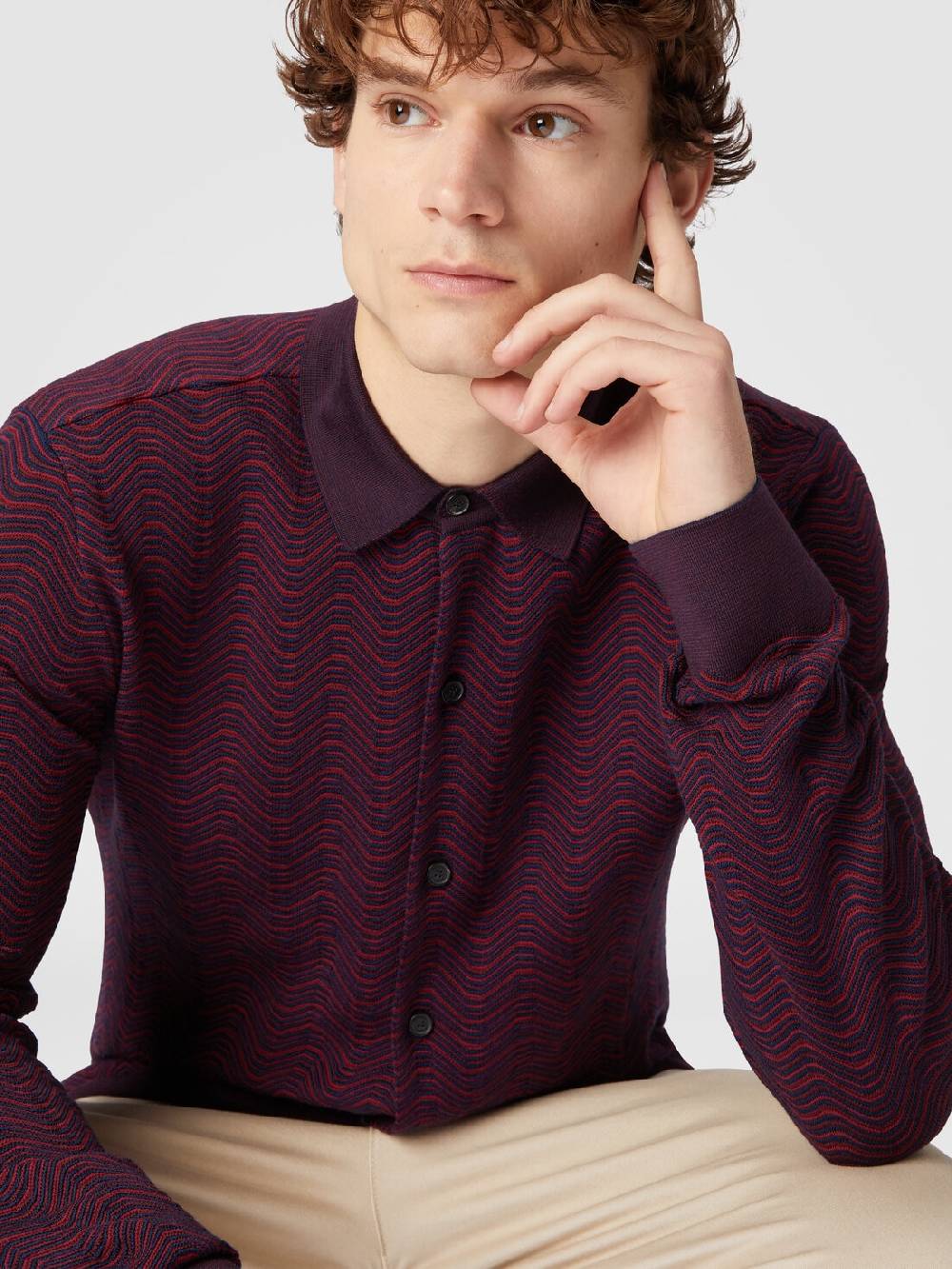 M Missoni Camicia in lana vergine e viscosa con motivo onda Qualità