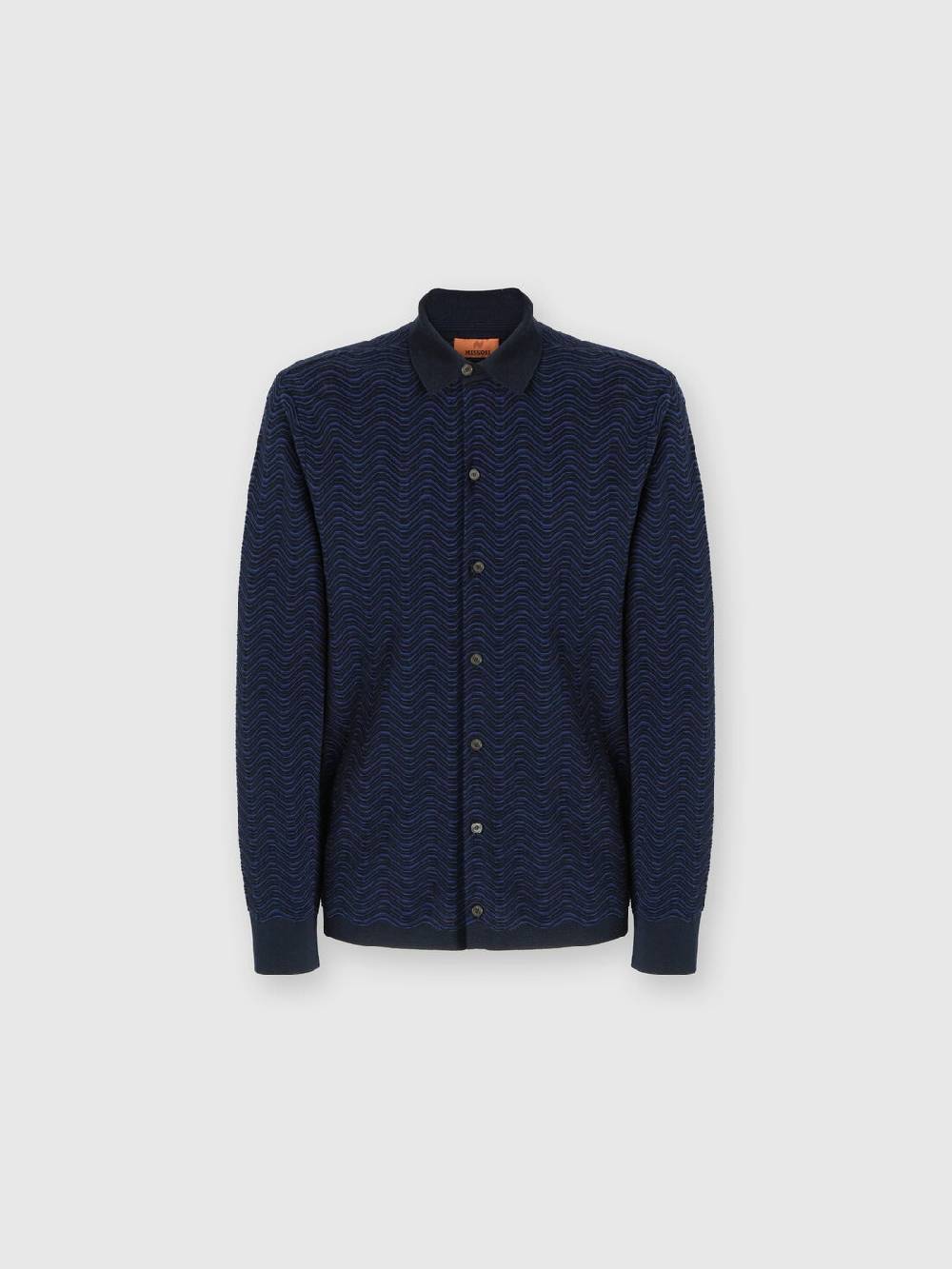 M Missoni Camicia in lana vergine e viscosa con motivo onda Vendita