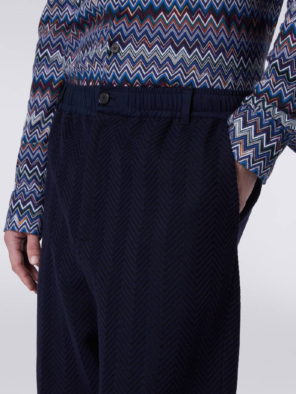 M Missoni Pantaloni classici in cotone e viscosa zig zag Acquista Ora
