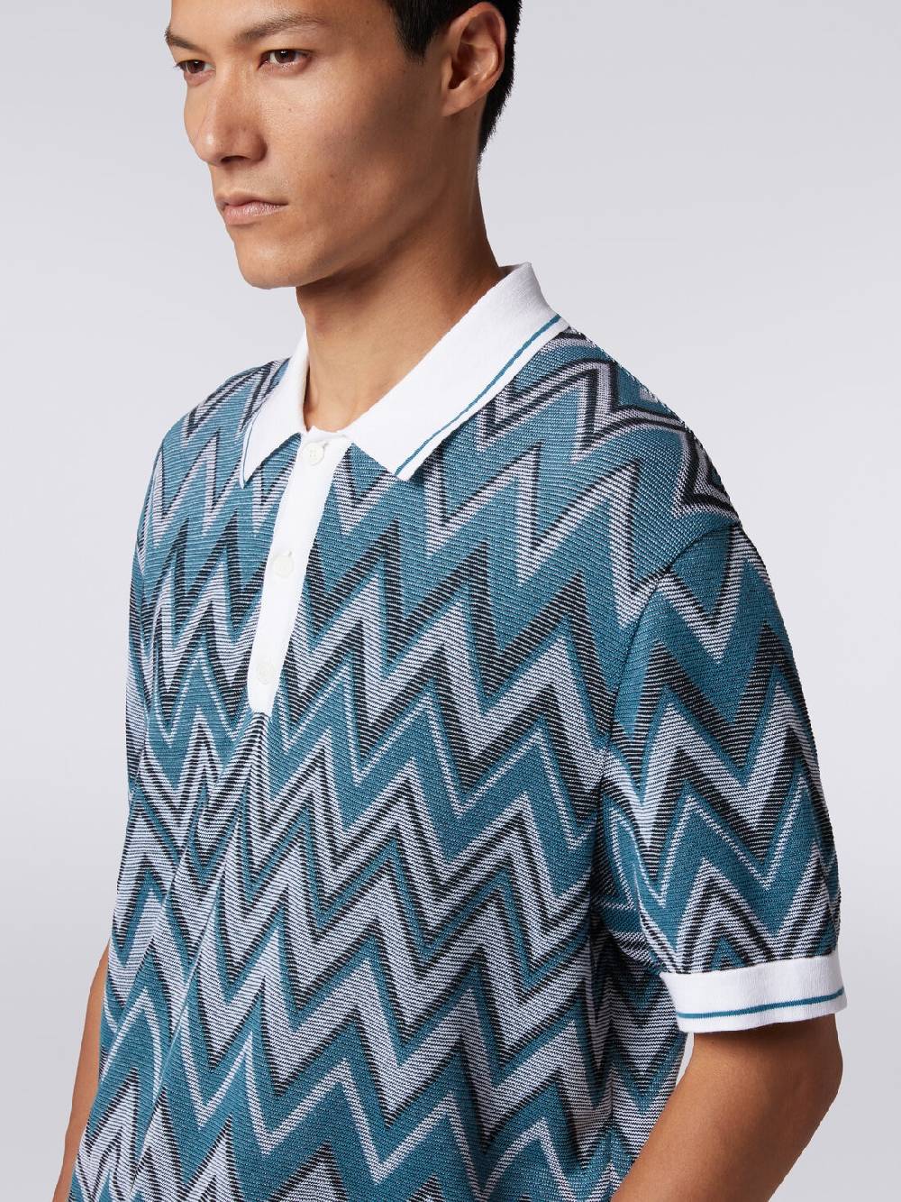 M Missoni Polo in maglia zig zag con dettagli tinta unita Novità