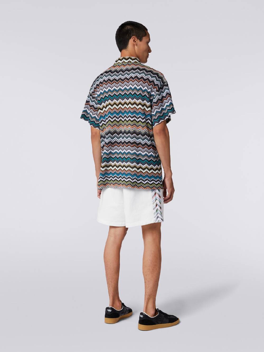 M Missoni Polo in maglia di viscosa e cotone zig zag Sconto