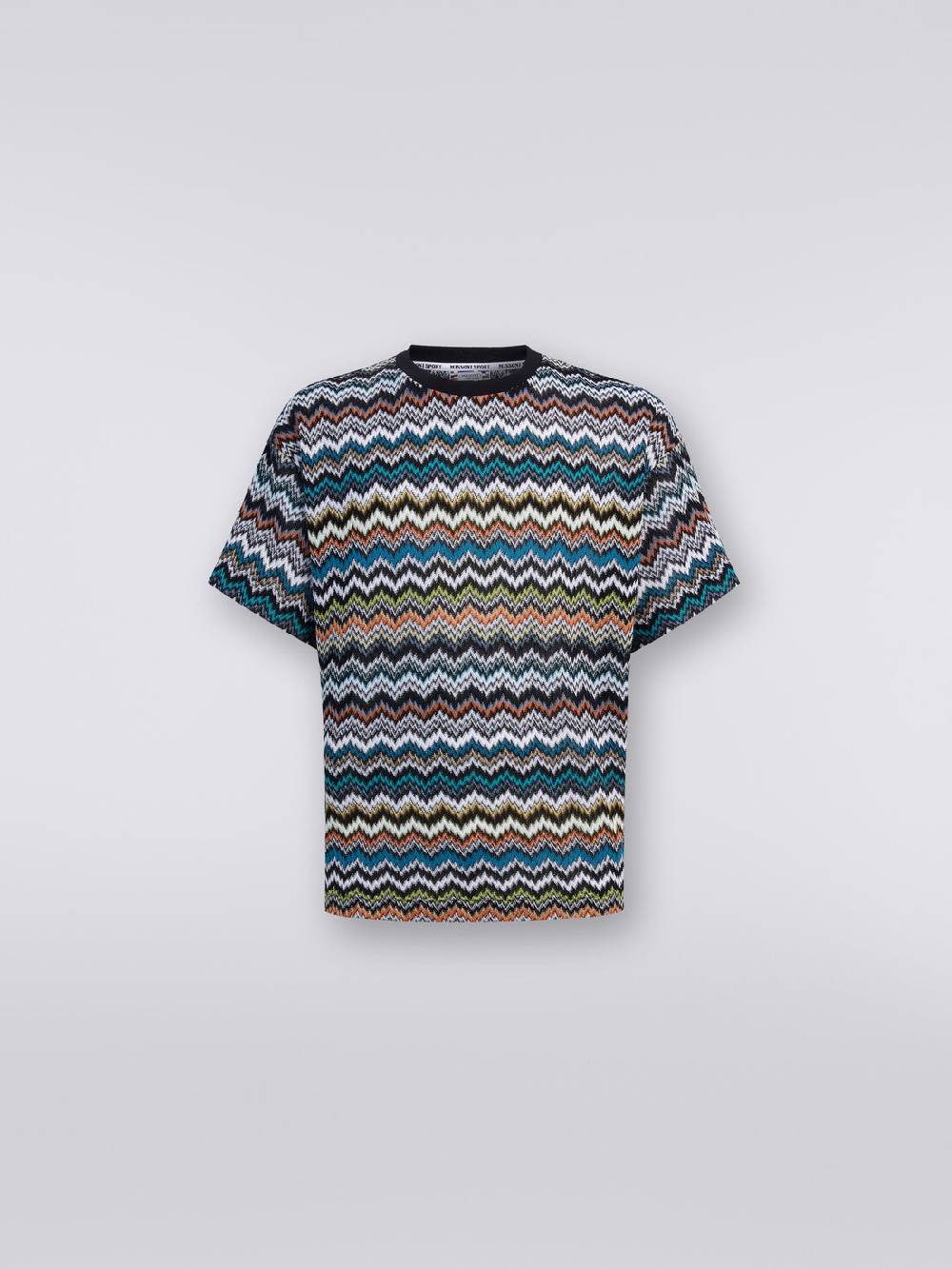 M Missoni T-shirt girocollo in maglia di cotone zig zag Offerta migliore
