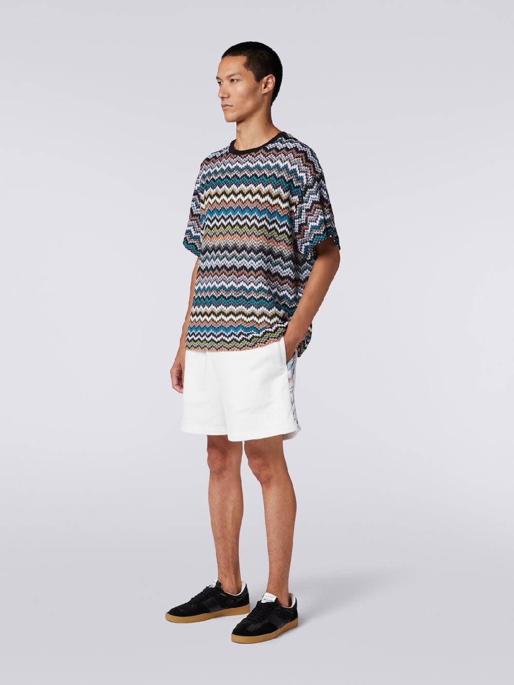 M Missoni T-shirt girocollo in maglia di cotone zig zag Offerta migliore