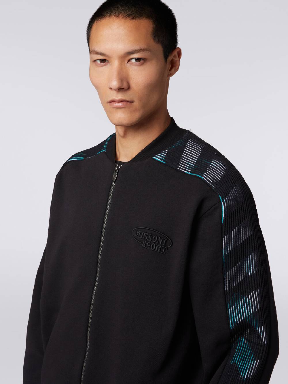 M Missoni Cardigan in felpa di cotone con dettagli in maglia zig zag Online