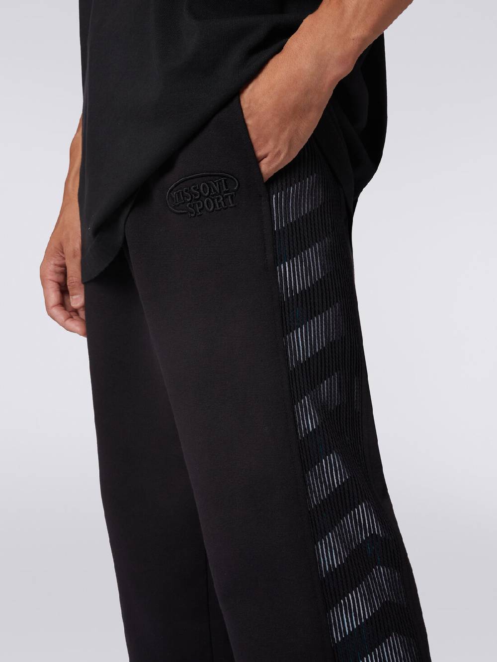 M Missoni Pantaloni in felpa con logo e bande laterali in maglia Offerte esclusive