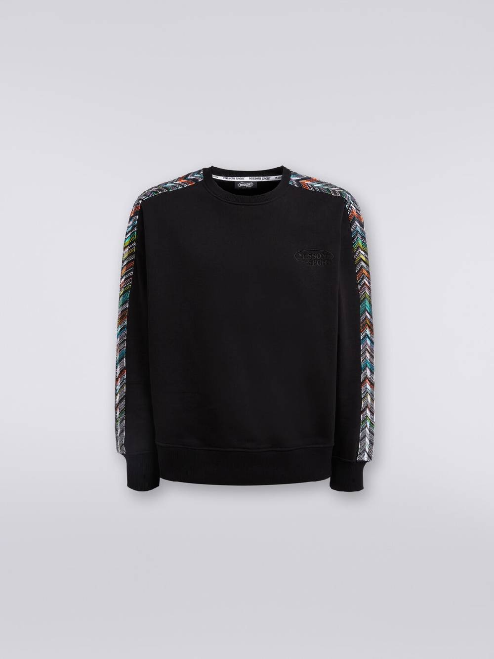 M Missoni Felpa girocollo in cotone con dettagli in maglia zig zag Saldi