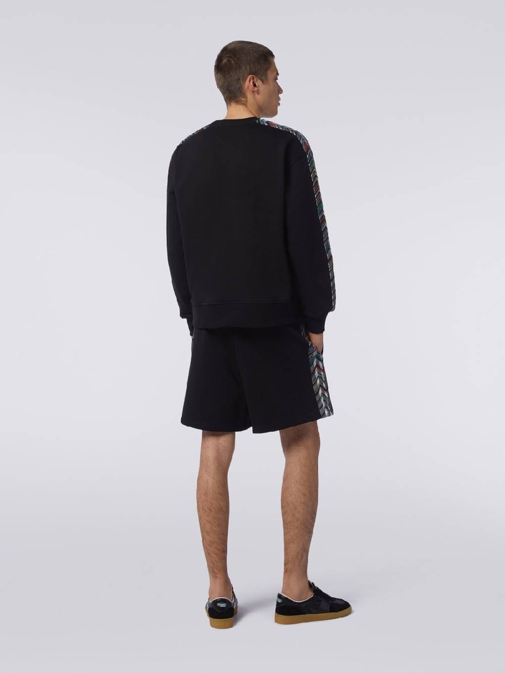 M Missoni Felpa girocollo in cotone con dettagli in maglia zig zag Saldi