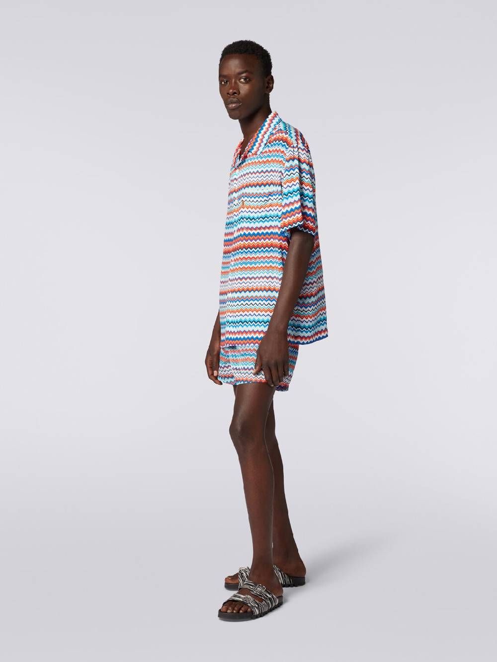 M Missoni Camicia a maniche corte modello bowling in viscosa zig zag I Più Venduti