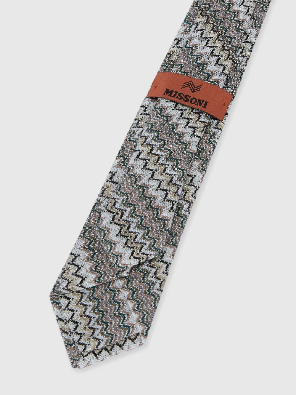 M Missoni Cravatta in viscosa e cotone zig zag Nuova