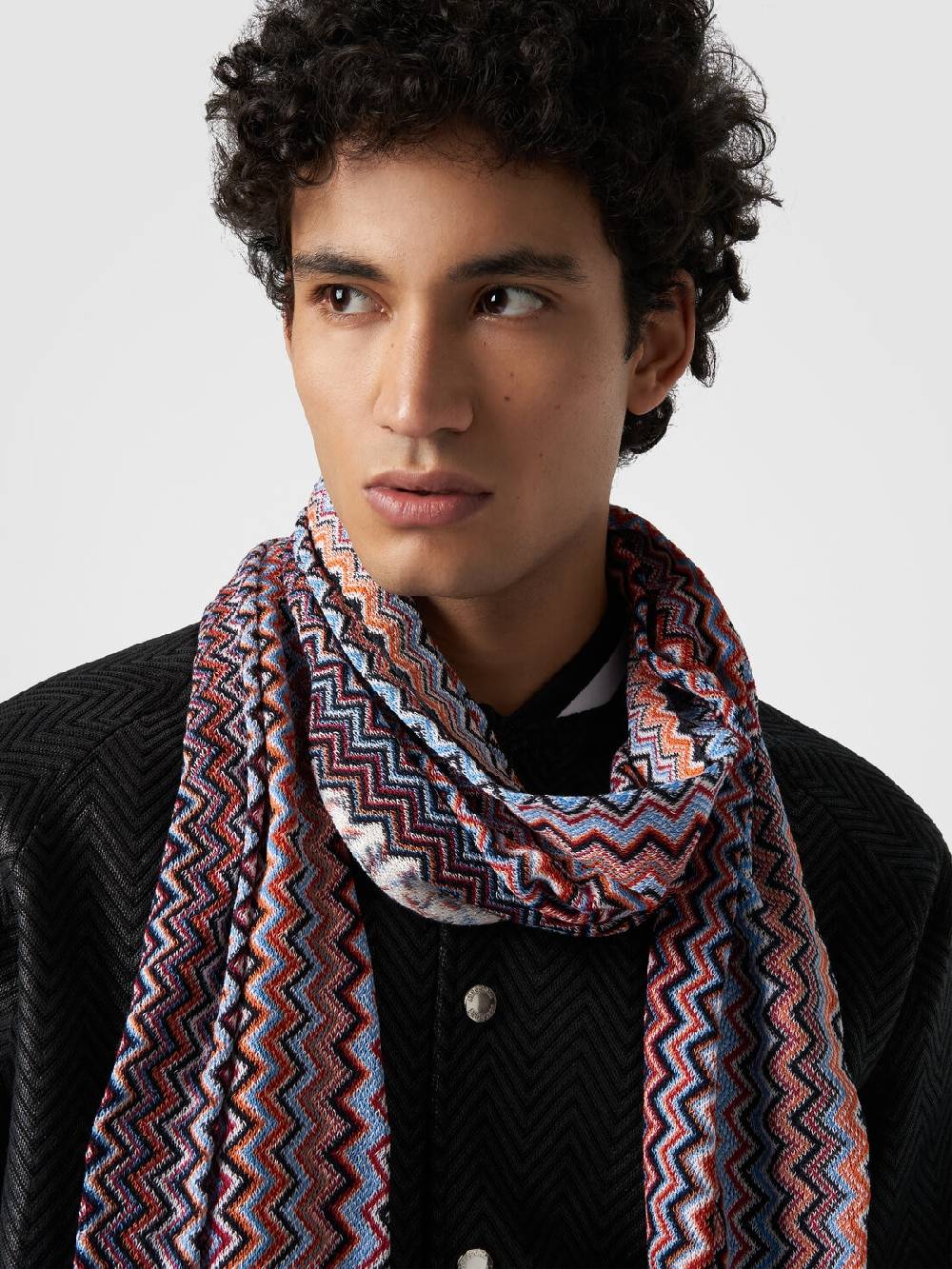 M Missoni Sciarpa in cotone chevron con frange Saldi