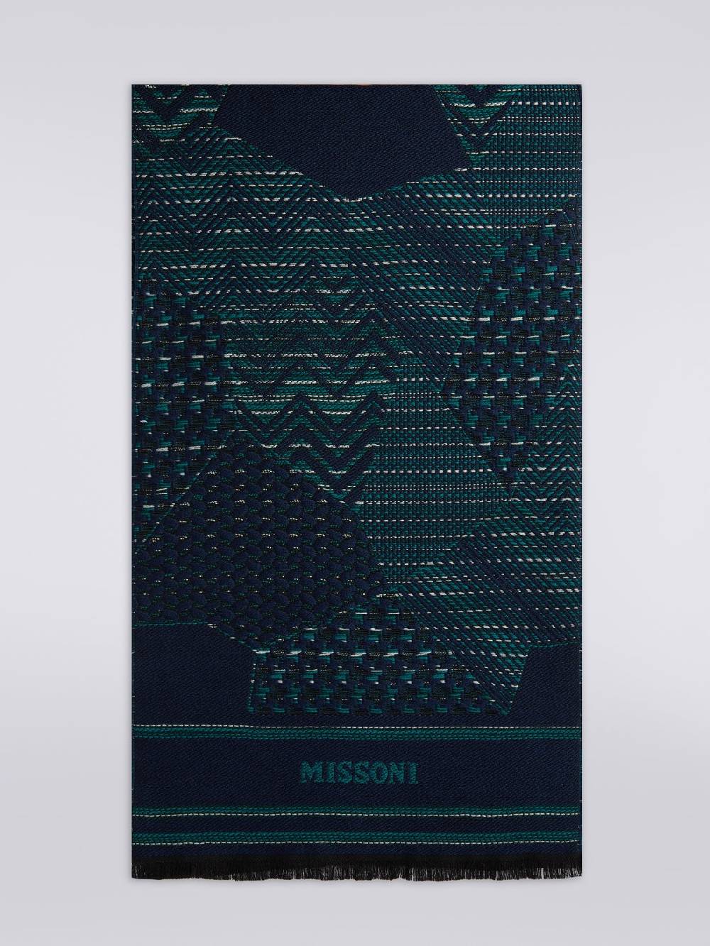 M Missoni Sciarpa in maglia di lana con multi-lavorazione e bordi sfrangiati Offerte