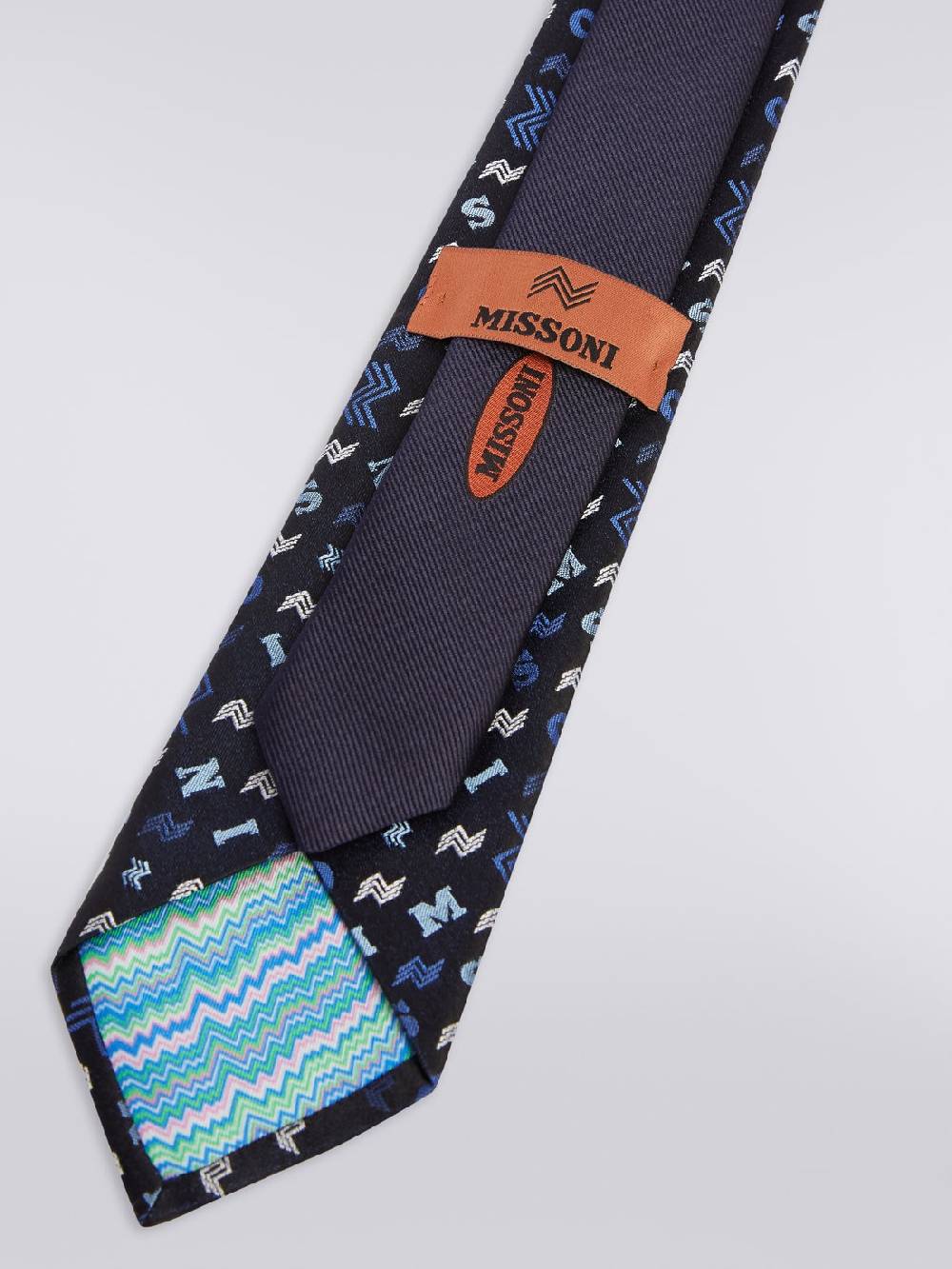 M Missoni Cravatta in seta con lettering logo Vendita Economica