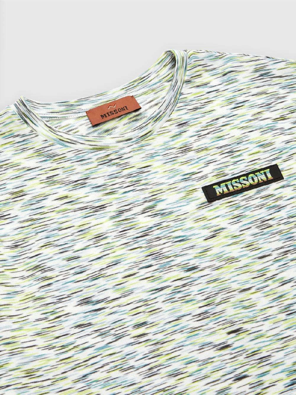 M Missoni T-shirt in cotone fiammato con scritta logo Nuova
