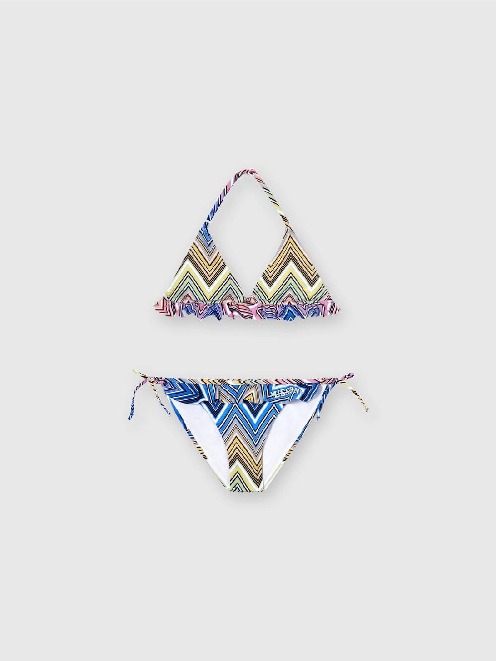 M Missoni Bikini chevron con volant e scritta logo 2025