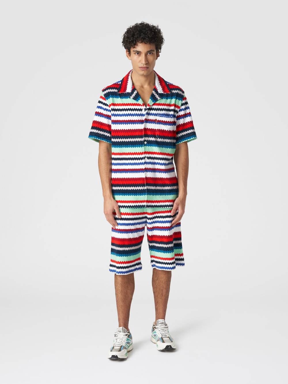 M Missoni Camicia a maniche corte modello bowling in spugna zig zag