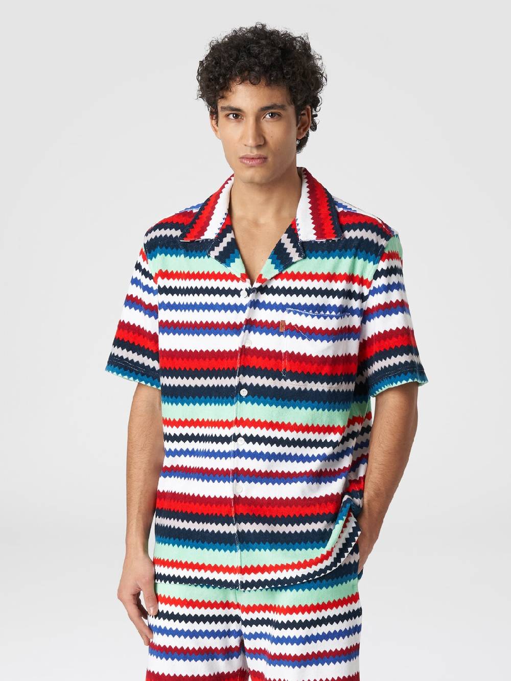 M Missoni Camicia a maniche corte modello bowling in spugna zig zag Promozione