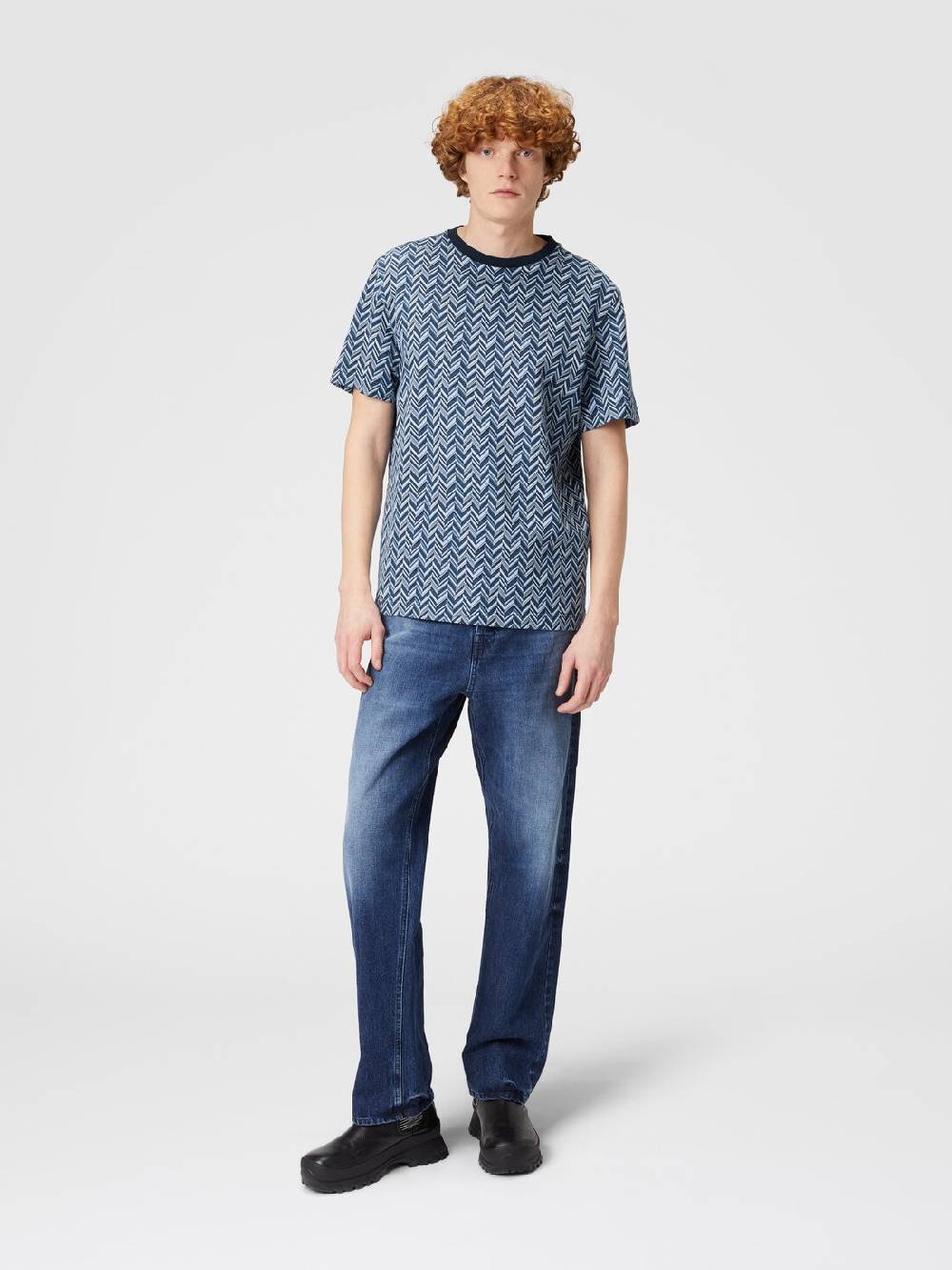 M Missoni T-shirt in jersey di cotone jacquard zig zag