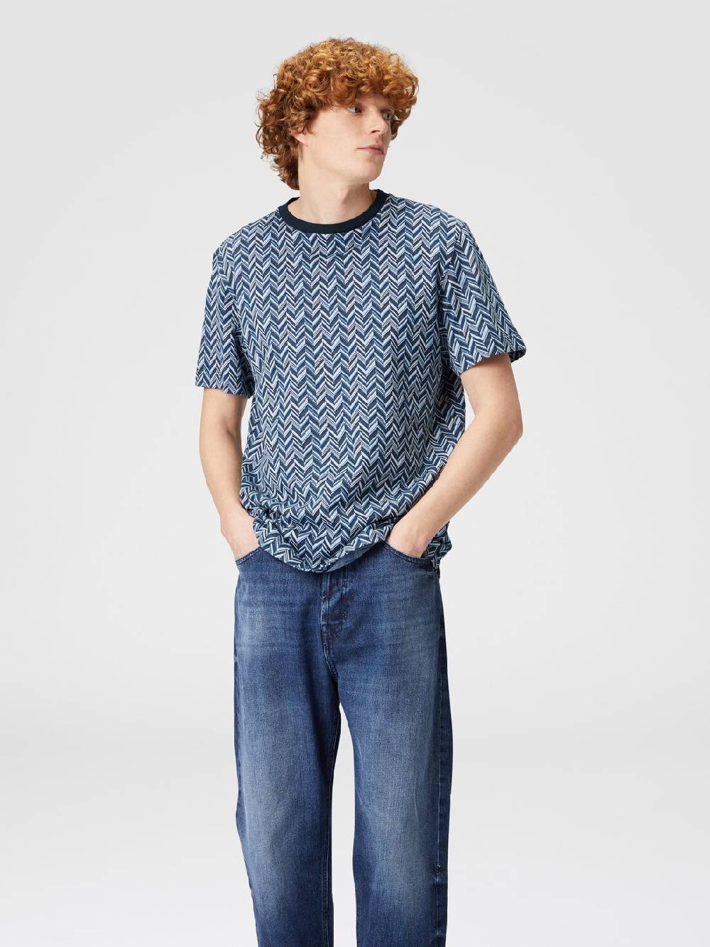 M Missoni T-shirt in jersey di cotone jacquard zig zag Soddisfazione Garantita
