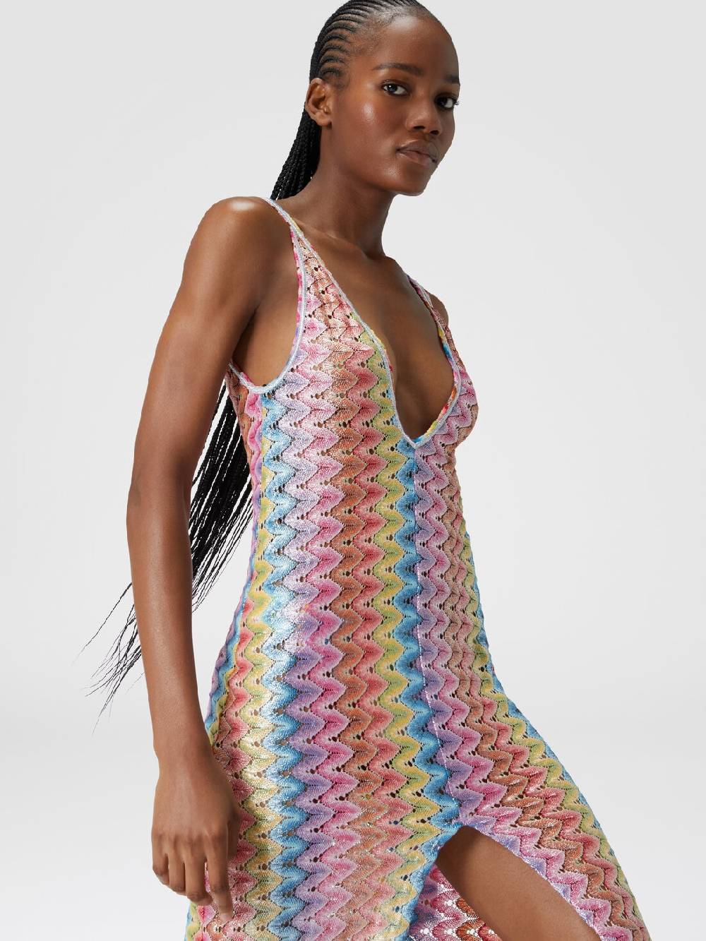 M Missoni Abito copricostume lungo con scollatura a V e spacco Promozione Limitata