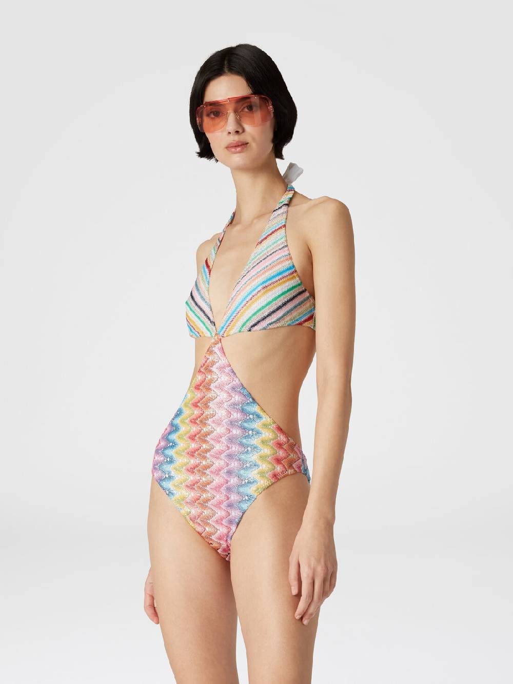 M Missoni Costume intero patchwork con dettagli cut out