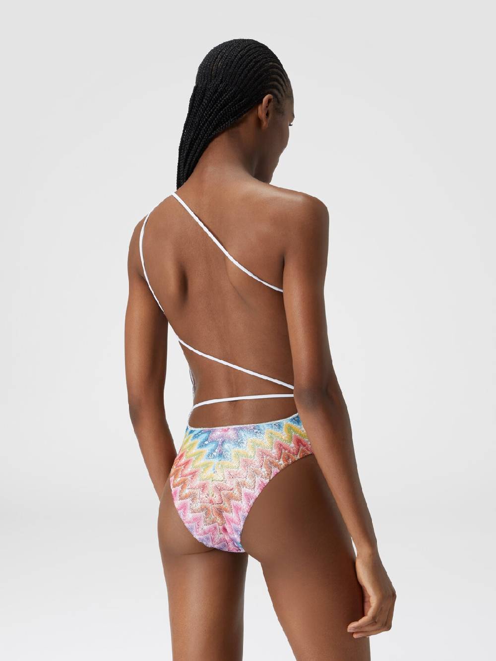 M Missoni Costume intero monospalla in pizzo spalmato Presa