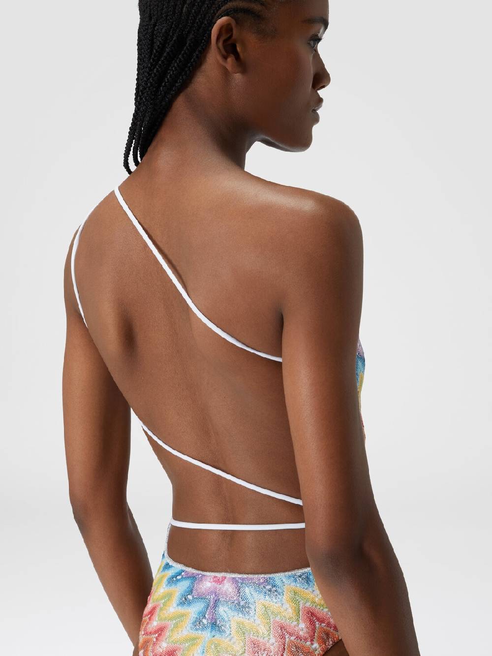 M Missoni Costume intero monospalla in pizzo spalmato Presa