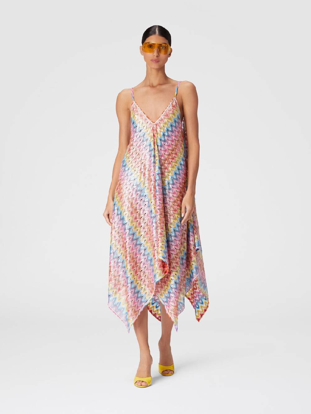 M Missoni Abito copricostume a foulard in pizzo spalmato